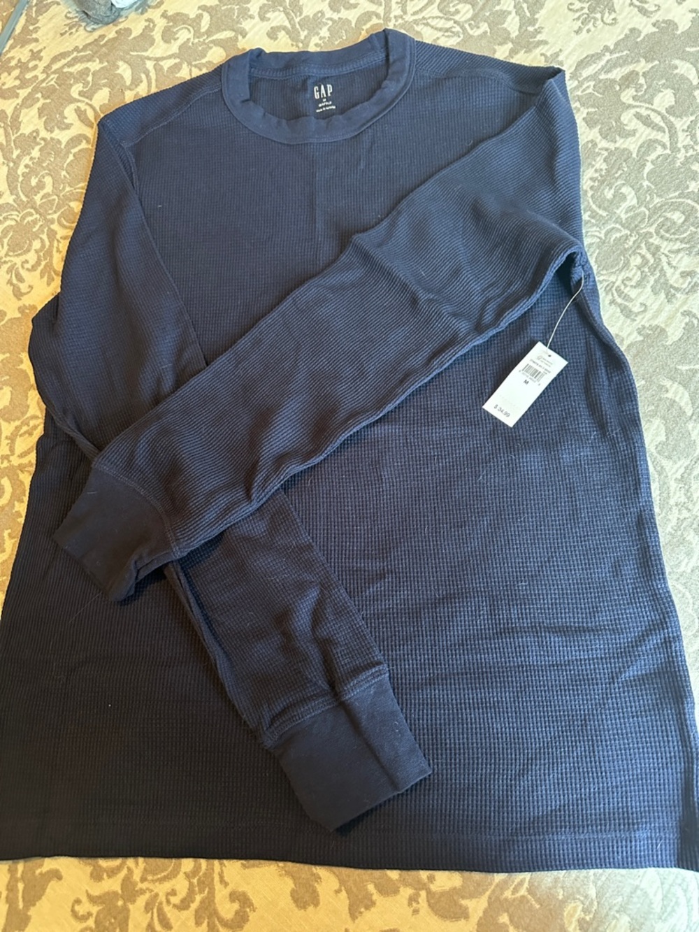 GAP Men’s Dark Navy Waffle Long Sleeve Crew